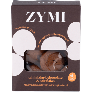 Zymi Organic Biscuits With Tahini, Dark Chocolate & Salt Flakes 150g
